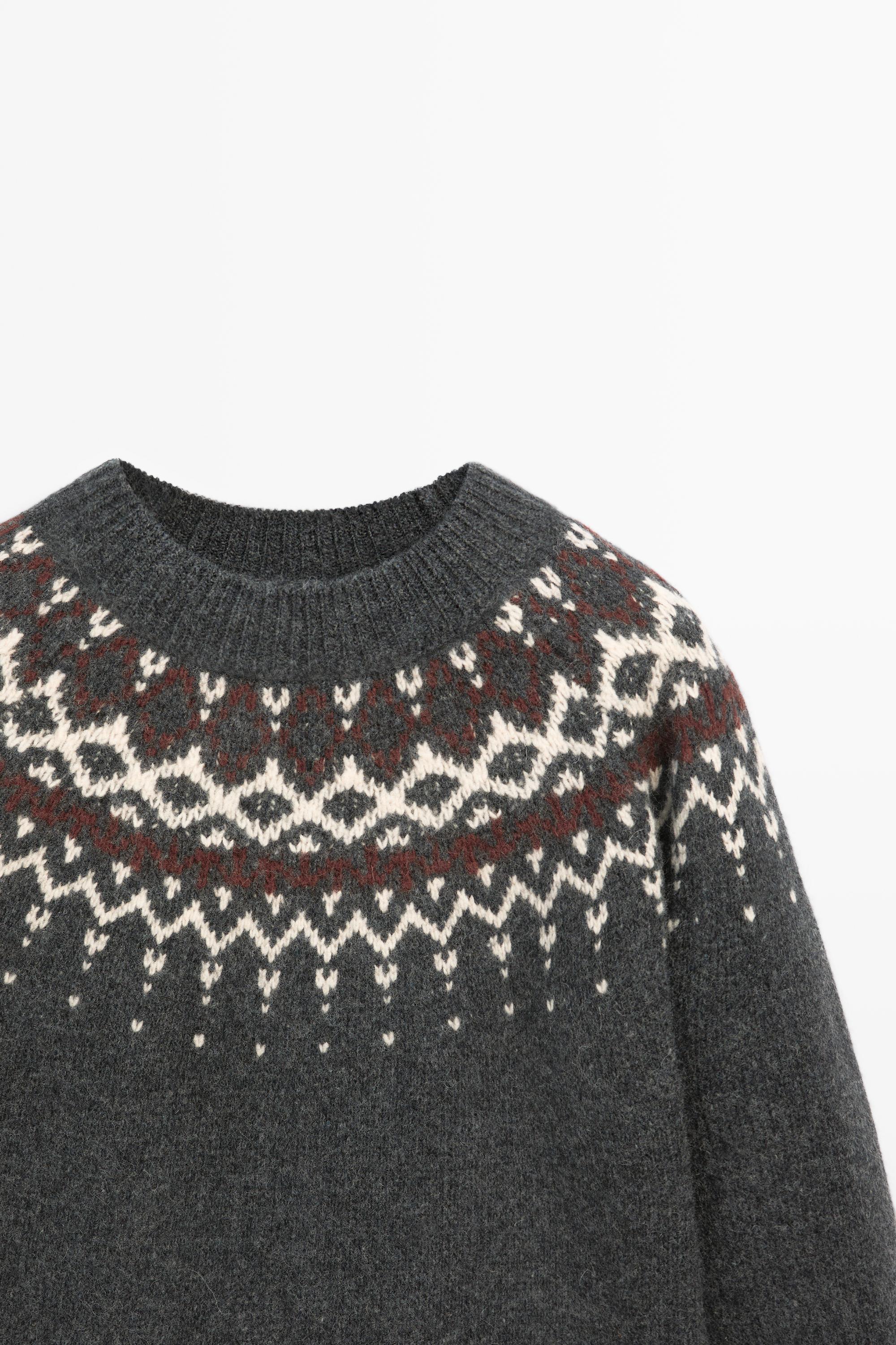 Pull en maille jacquard 100 % laine